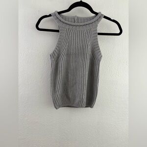 Tea & Cup Gray Halter Knit Sweater Tank Top size S